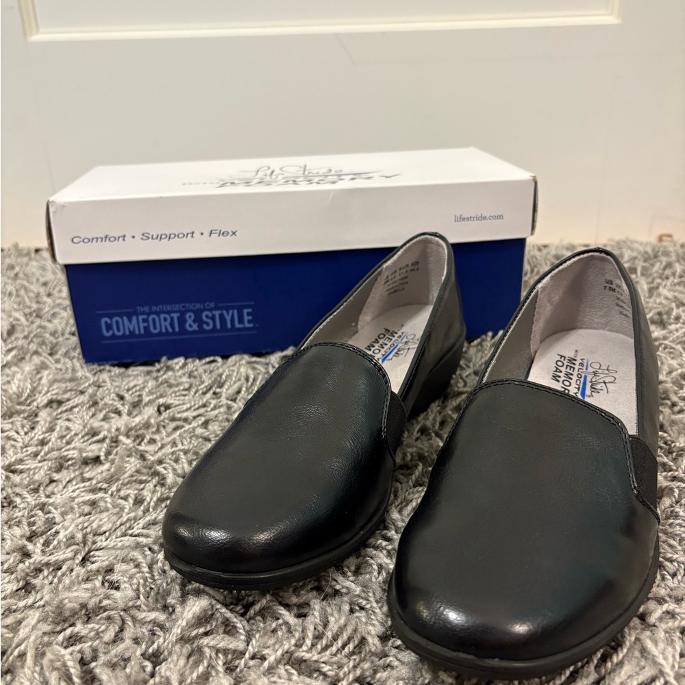 Life Stride Black Slip-On Flats